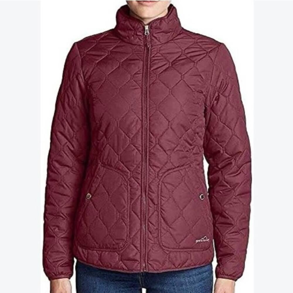 Eddie Bauer Sz XXL Year Round Field Coat Lightweight Quilted Jacket Burgundy